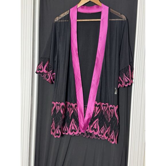 Roma Confidential black pink sheer heart Robe Size S/M indie whimsigoth coquette - Picture 2 of 8